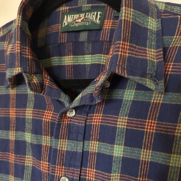 American Eagle Shirt Mens‎ Medium Vintage Purple Plaid Button Down Casual 90s - Picture 2 of 6